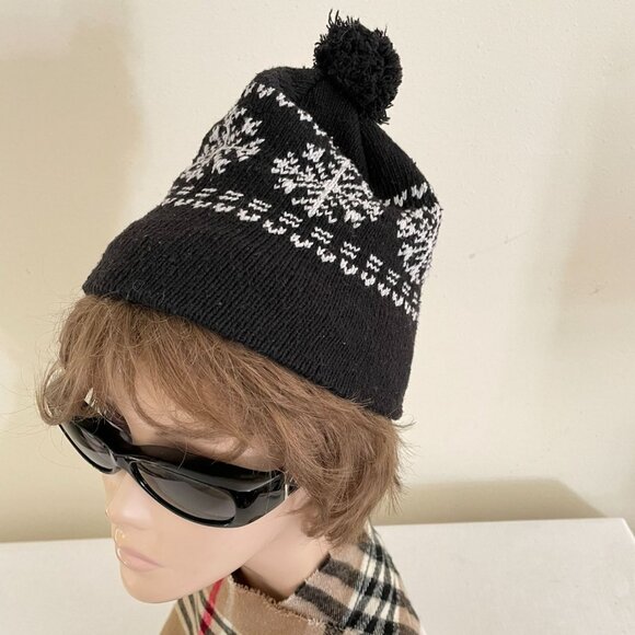 Snowflake Knit Kids Beanie With Pom Pom Fully Lined - Picture 4 of 10